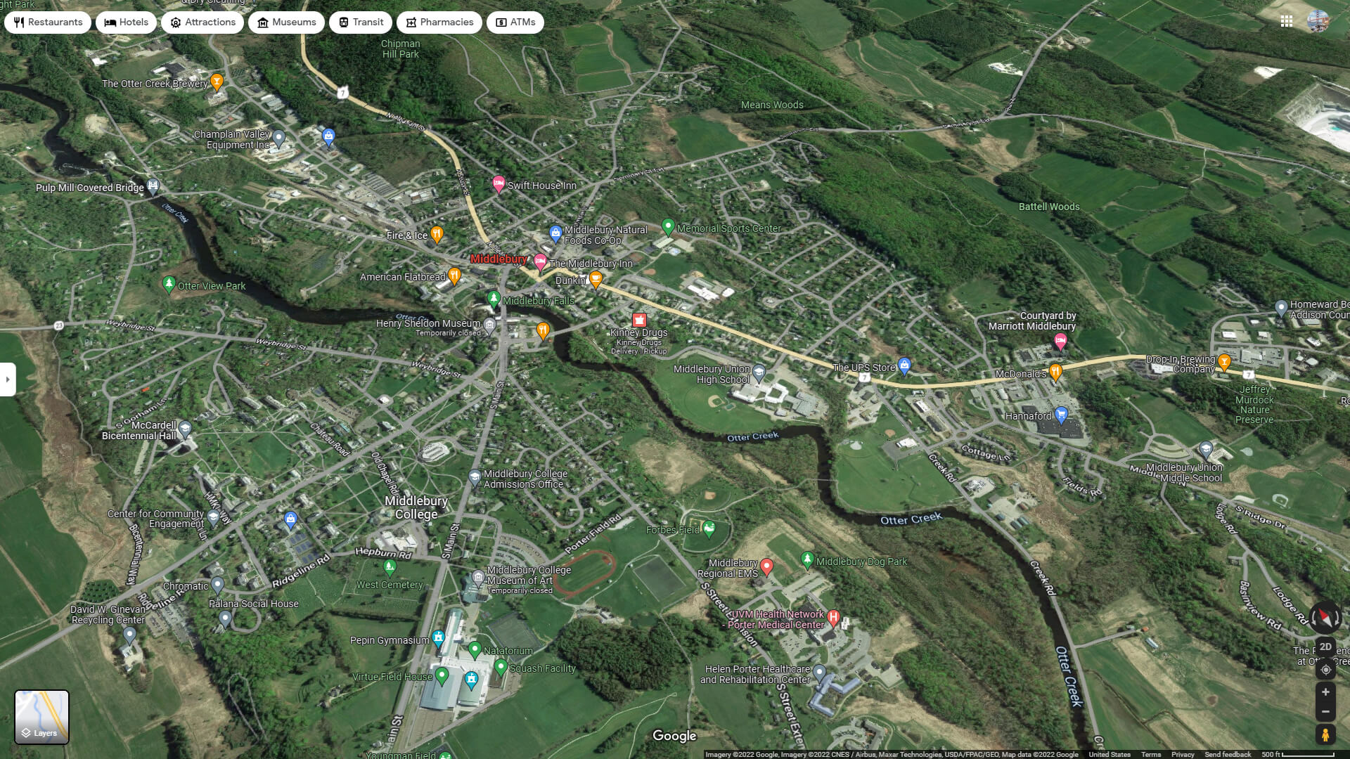 Middlebury Aerial Map Vermont